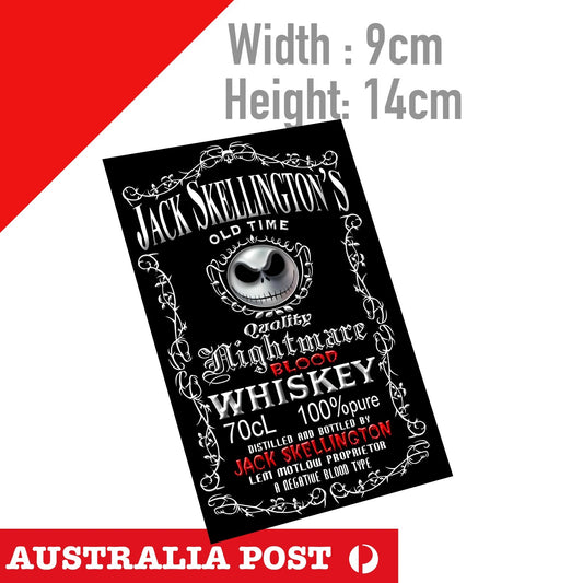 Jack Skellington WHISKEY,  Jack Daniel Whiskey Funny Label Sticker