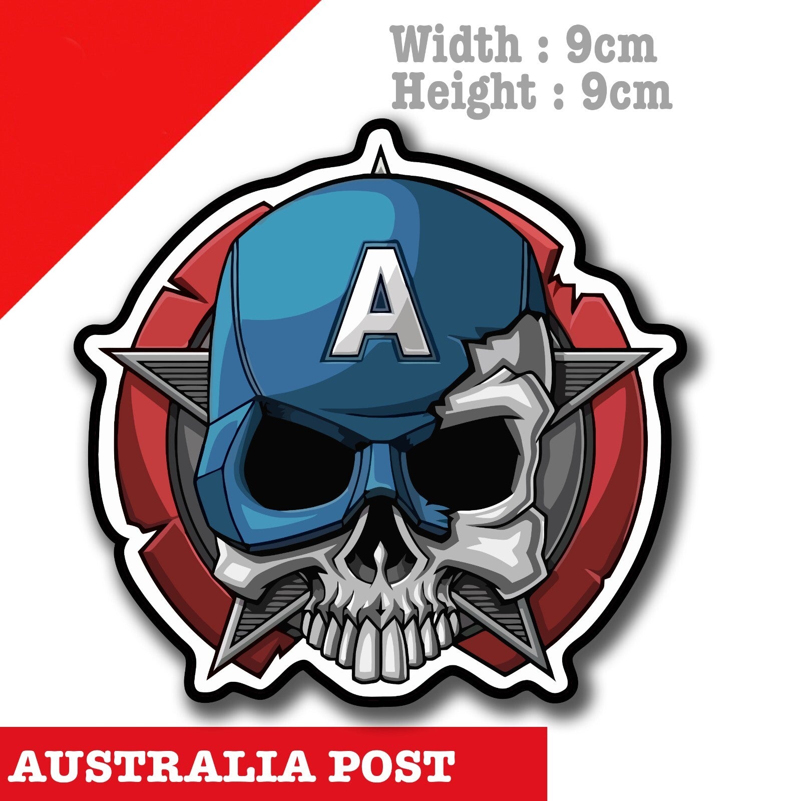Skull Head Shield Captain America Helmet Skull, Marvel Captain America Sticker