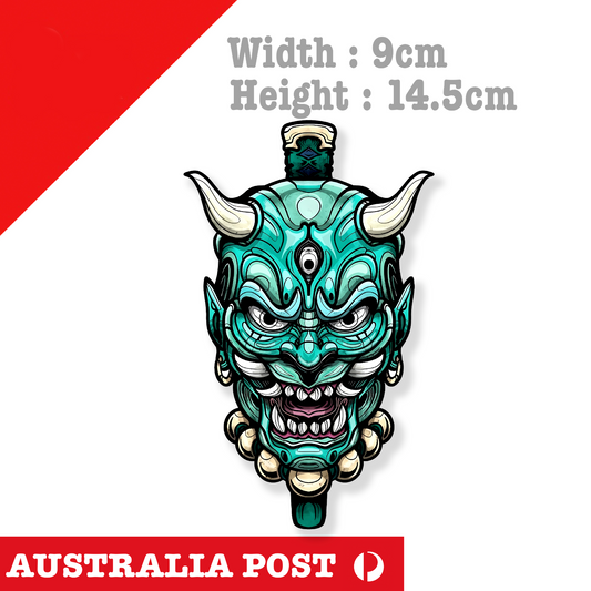 Oni Mask Green Devil Teeth, OSAKA , Japan, Car, Laptop, Window Sticker
