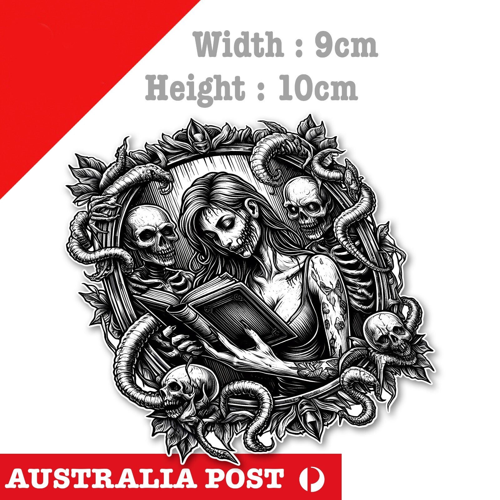 Day of the Dead  - Book of Death,Tattoo Girl, Skull , Death  Sticker