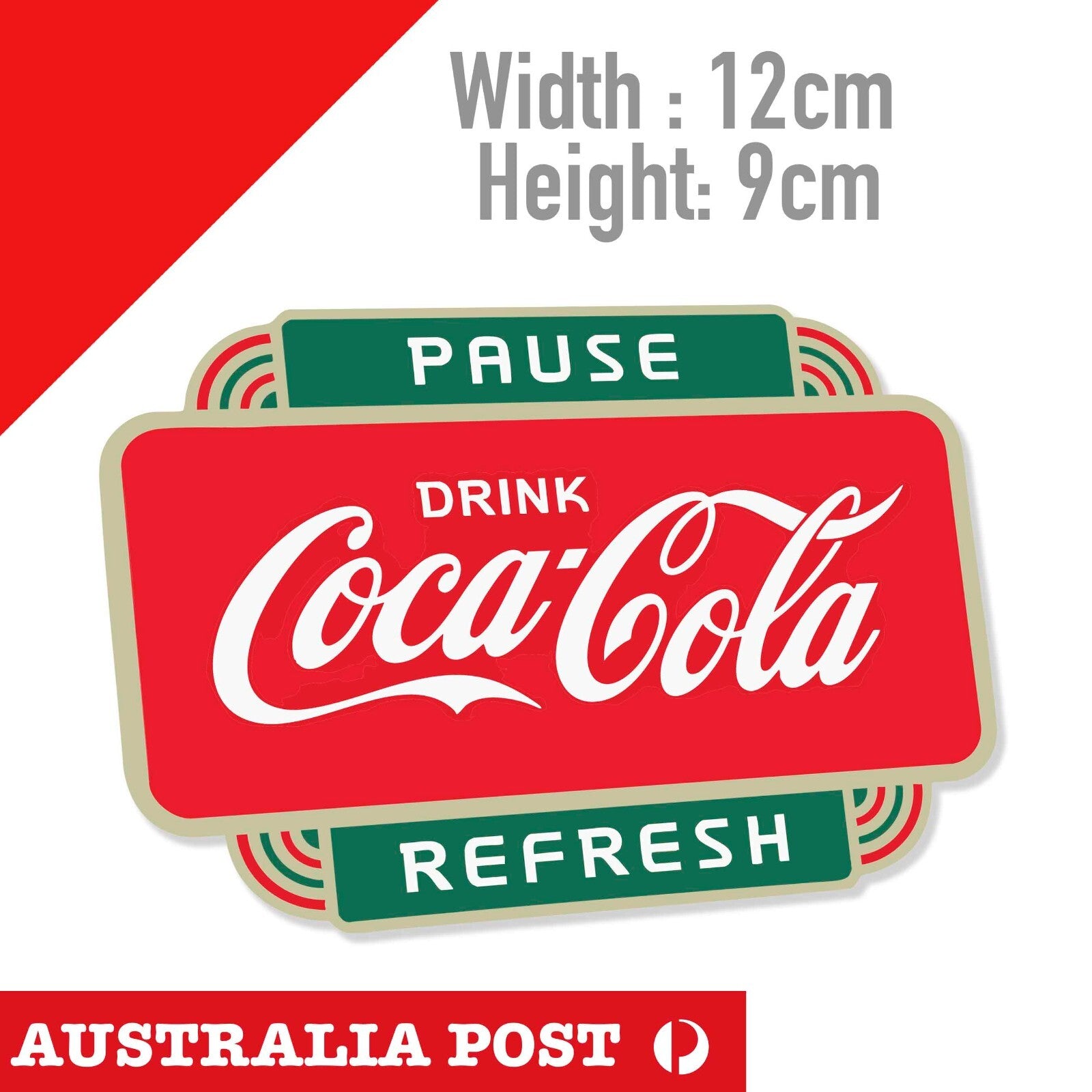 COCA COLA Drink PAUSE , REFRESH Vintage Old Retro Style Sticker