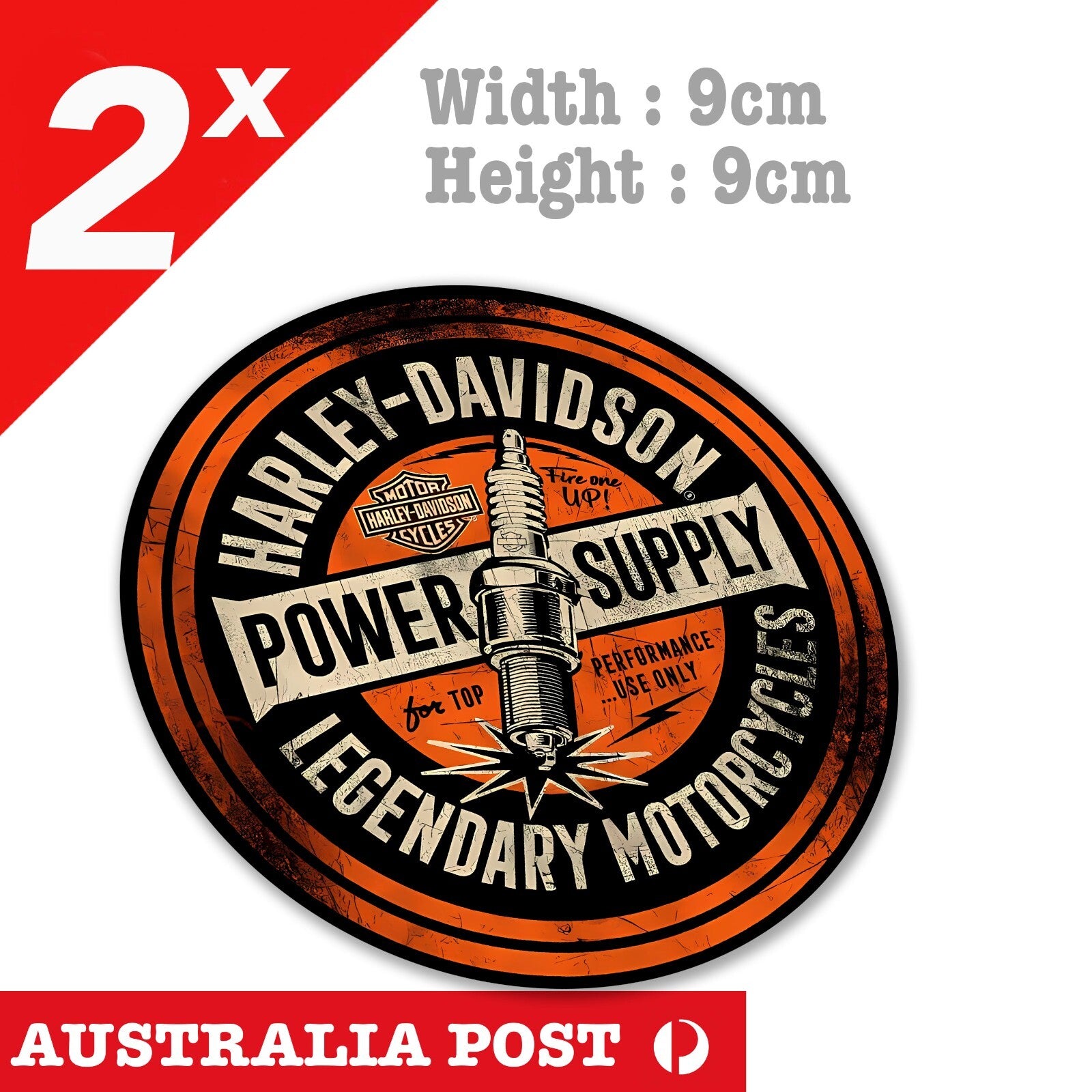 Harley Davidson Motorcycle Logo Power Supply, Old, Dirty Spark Plug Stickers