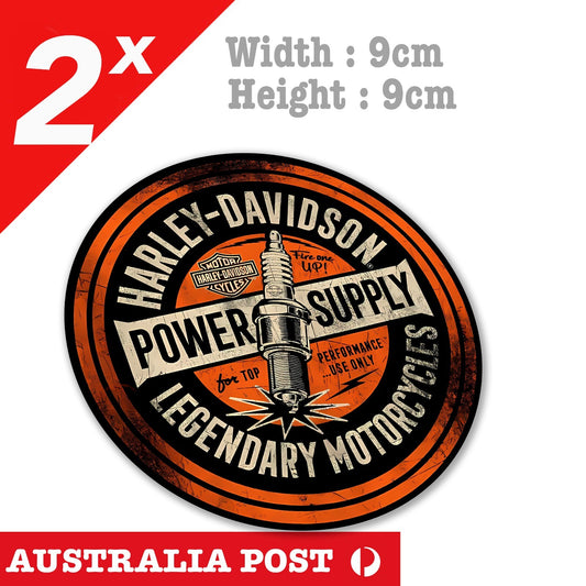 Harley Davidson Motorcycle Logo Power Supply, Old, Dirty Spark Plug Stickers