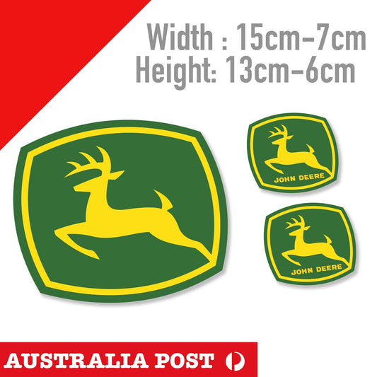 John Deere Logo Pack of 3 Green  - Retro Vintage Sign  Decal Stickers