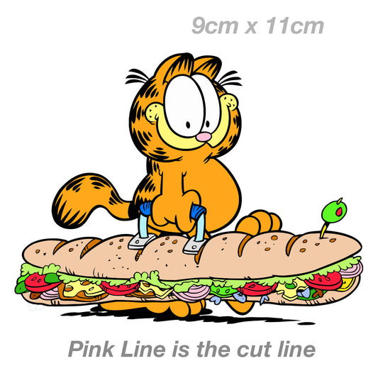 Garfield Subway Sandwich Funny , Garfield The Cat   Sticker 