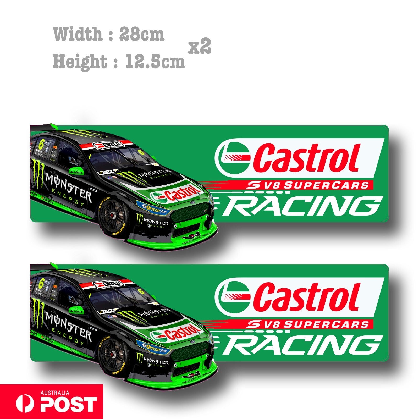 CASTROL Racing V8 SUPERCARS FORD - Monster Energy Drink Car Large  Sticker