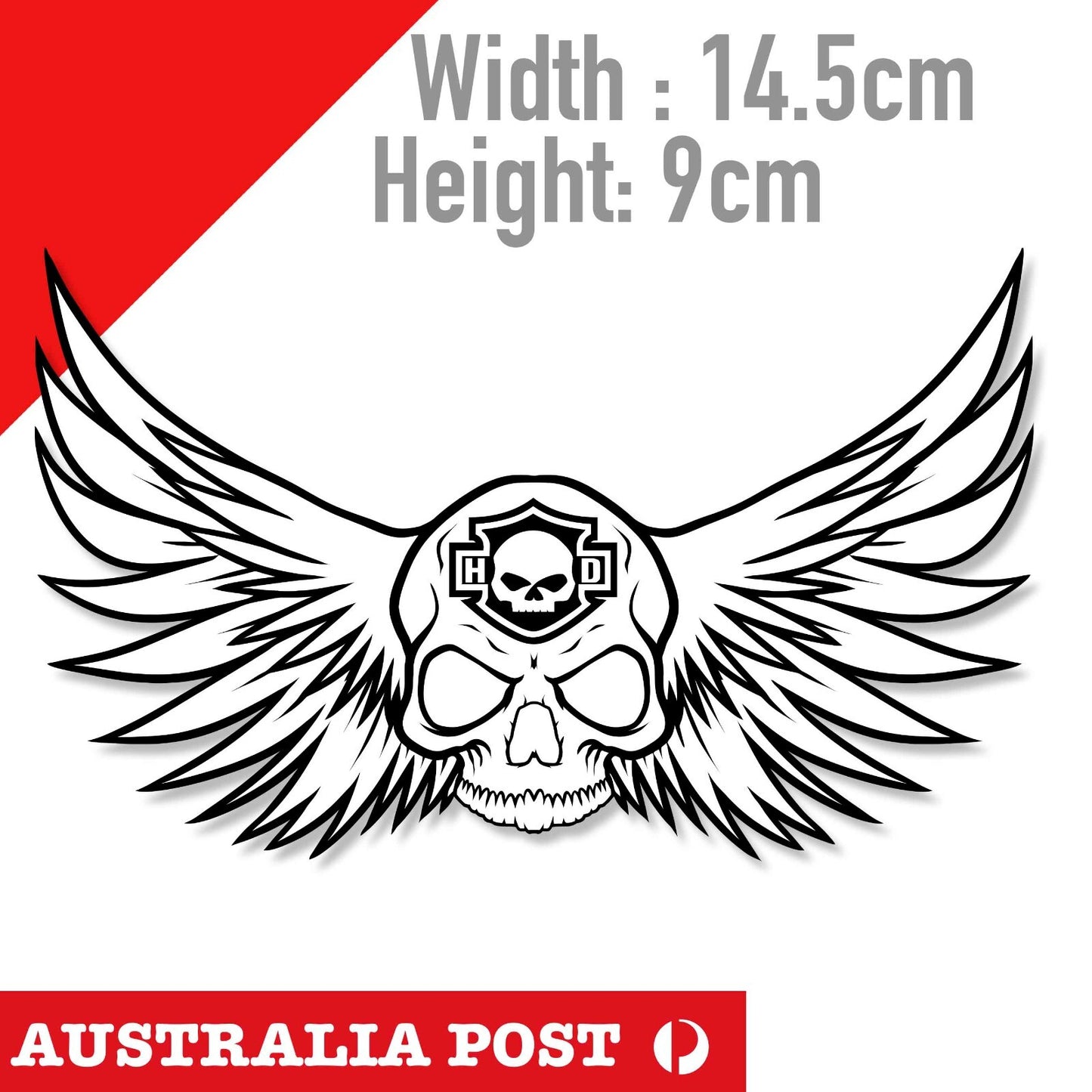 Harley Davidson Wing Skull Head Fuel Tank Logo, Laptop, Helmet, Bike Sticker
