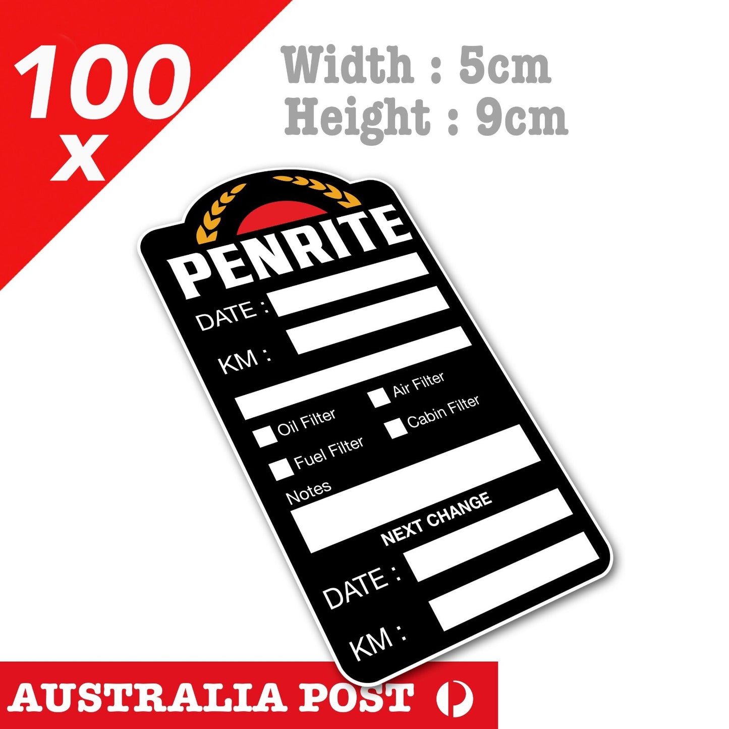 PENRITE Australia Oil Change Service Reminder  Black Stickers