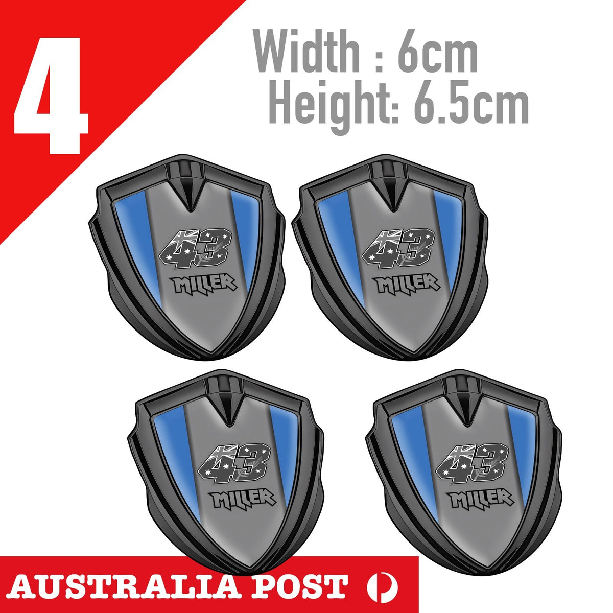 Jack Miller Number 43 , Australian Flag badge, MotoGo 4x Sticker