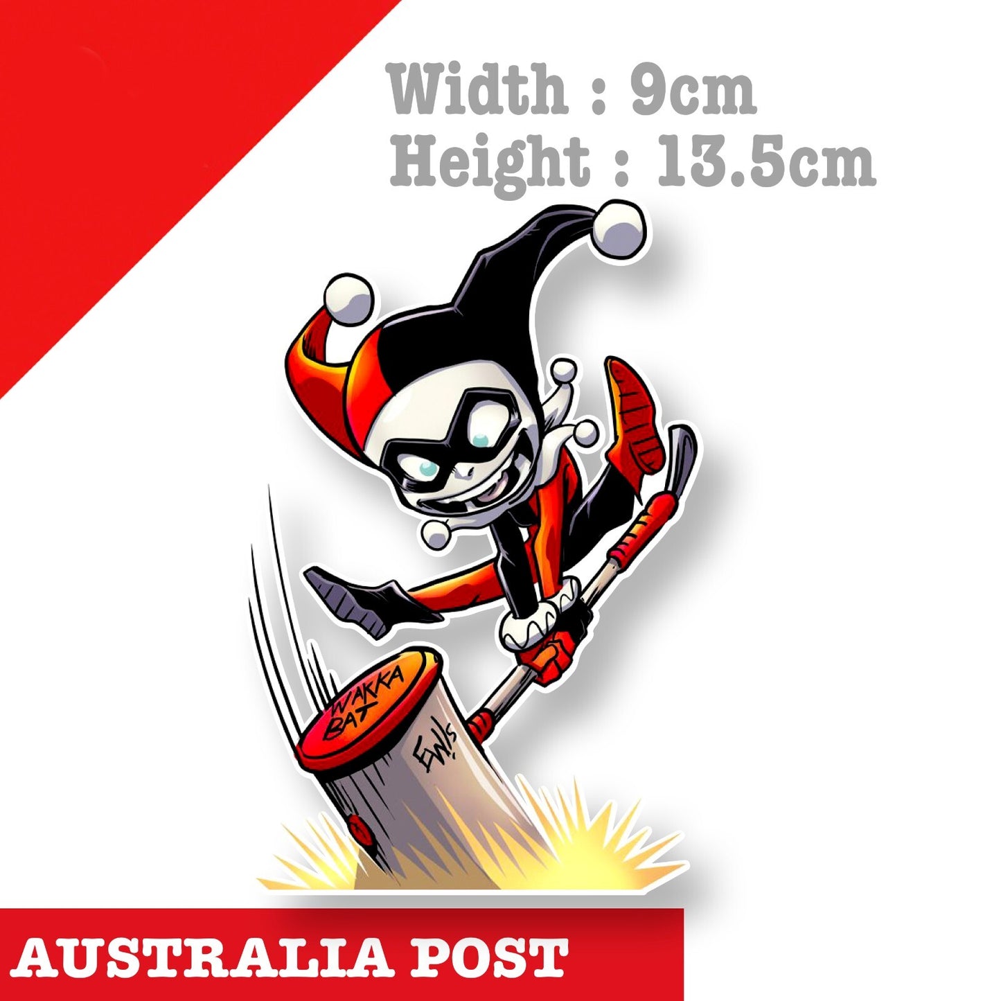 Harley Quinn With Mallet, Funny Cartoon Sticker