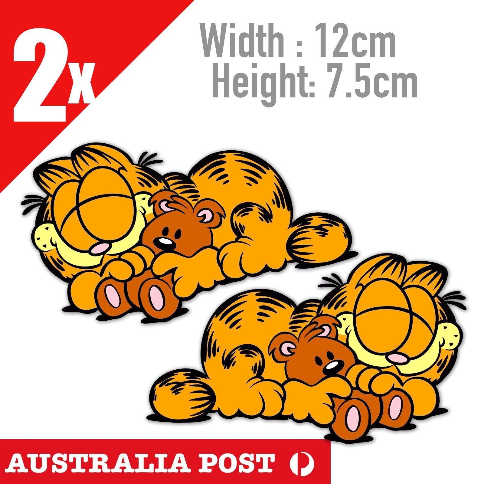 Garfield the Cat with Teddy Bear Sleeping Cute  Vinyl  Stickers
