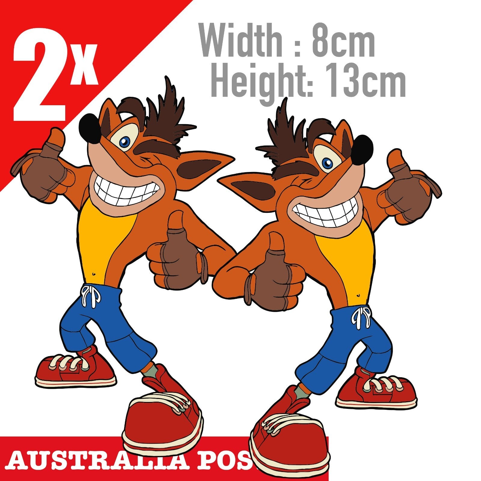 Crash Bandicoot Fox Thumbs Up - Video Game Decal Stickers