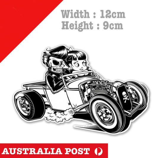 Betty Boop Nasty Gangster, Skull Hot Rod, Laptop , Car  Decal Sticker