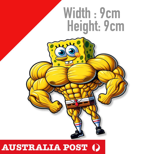 Sponge Bob Jacked, Gym Funny Body Builder Sticker