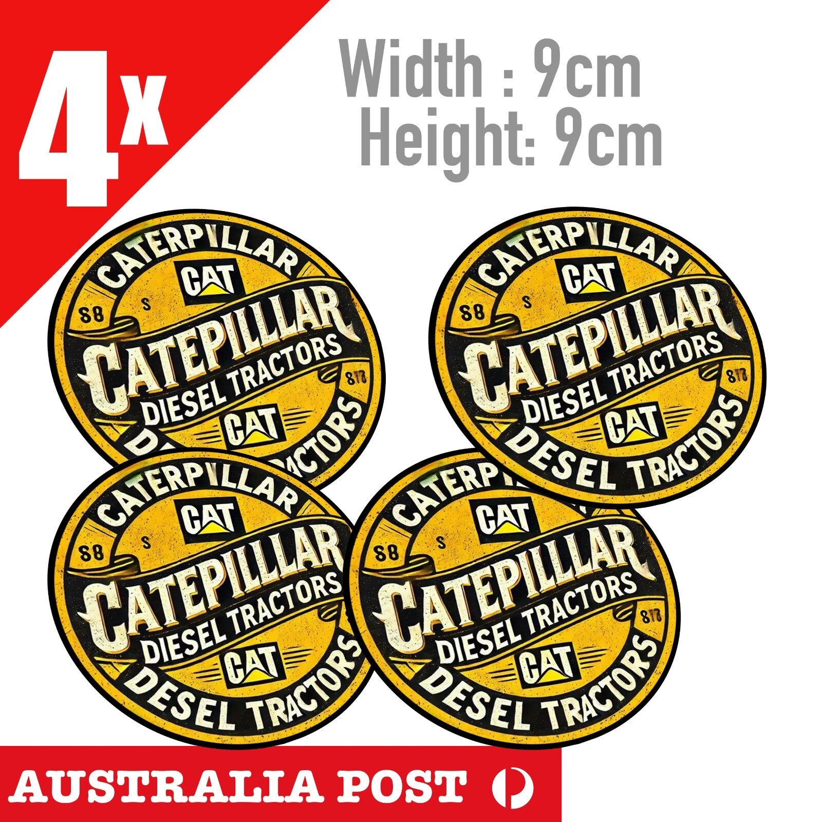 CATERPILLAR Diesel Tractor Rustic Old Vintage Damaged Sign x4 Stickers