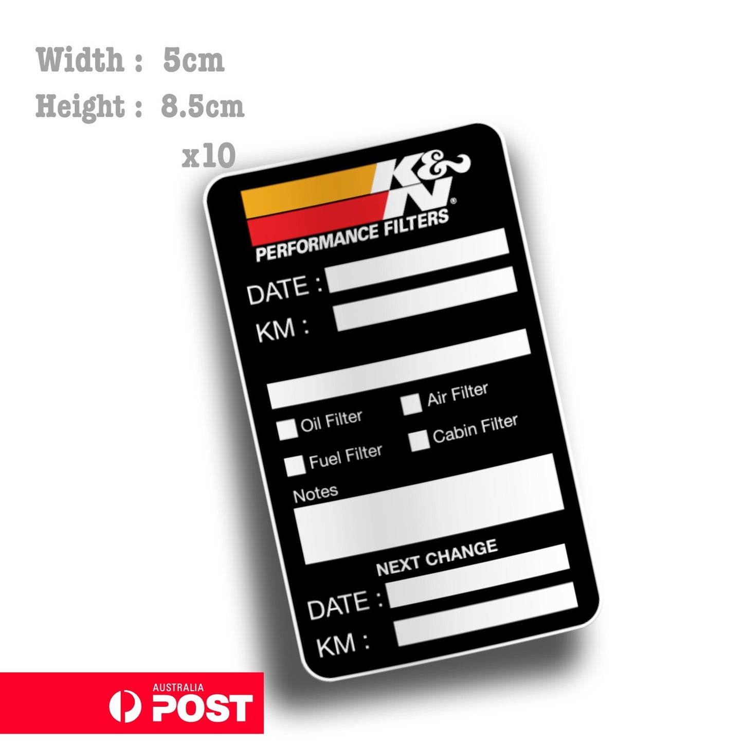 K&N Filter Oil Change Service Reminder x10 Window Stickers 
