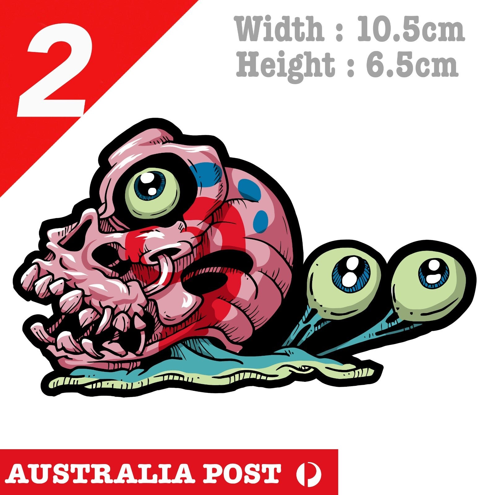 Garry The Snail with Skull Shell. Funny Cartoon   Decal Sticker