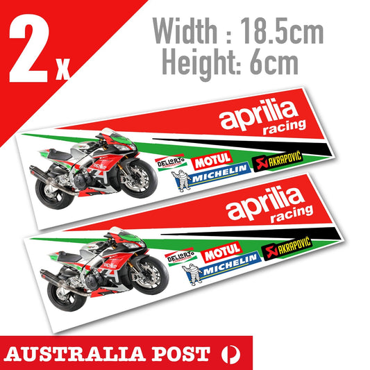 Aprillia Racing Motorcycle Banner, MOTUL, Micheline, AKRAPOVIC, Dellorto Sticker