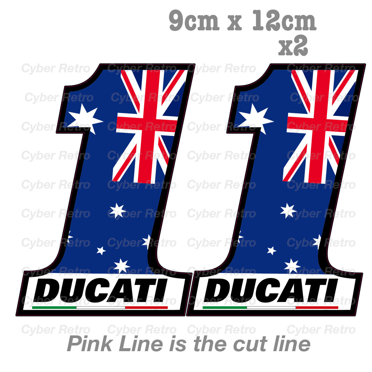 DUCATI  Motorcycle 1  Australian Flag Logo  Decal vinyl Sticker  