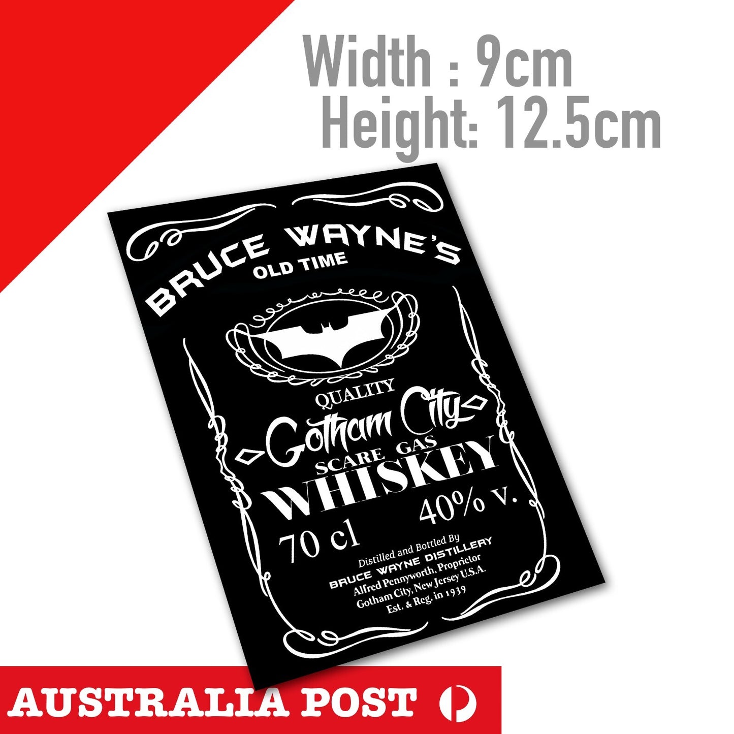 Bruce WAYNE  Jack Daniel Whiskey Batman Label Funny Sticker