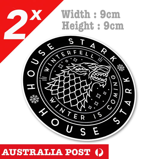 House  STARK - Game of Thrones Badge, Wolf Badge, Fridge, Bar  Vinyl  Sticker