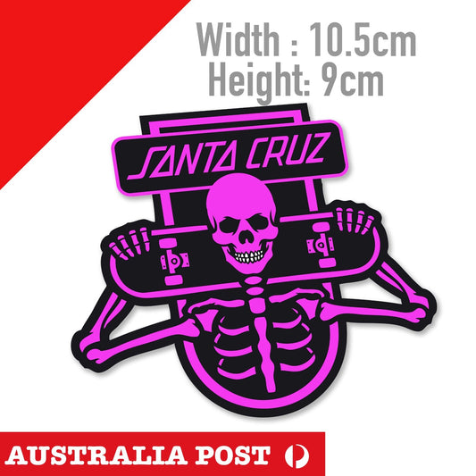 Santa Cruz Skeleton Skateboard SKull Laptop, Car Decal Sticker