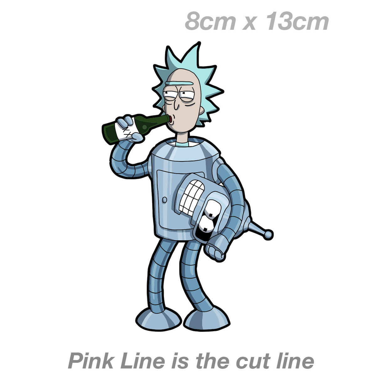 Rick and Morty Sticker - Rick Bender Drinking Beer Fridge Bar  Vinyl  Sticker 