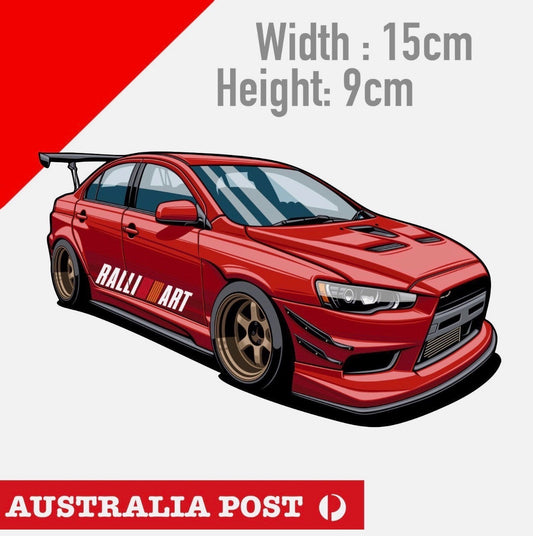 Ralliart Mitsubishi Lancer Evo X, Ralli Art Mitsubishi JDM RED Evo car Stickers