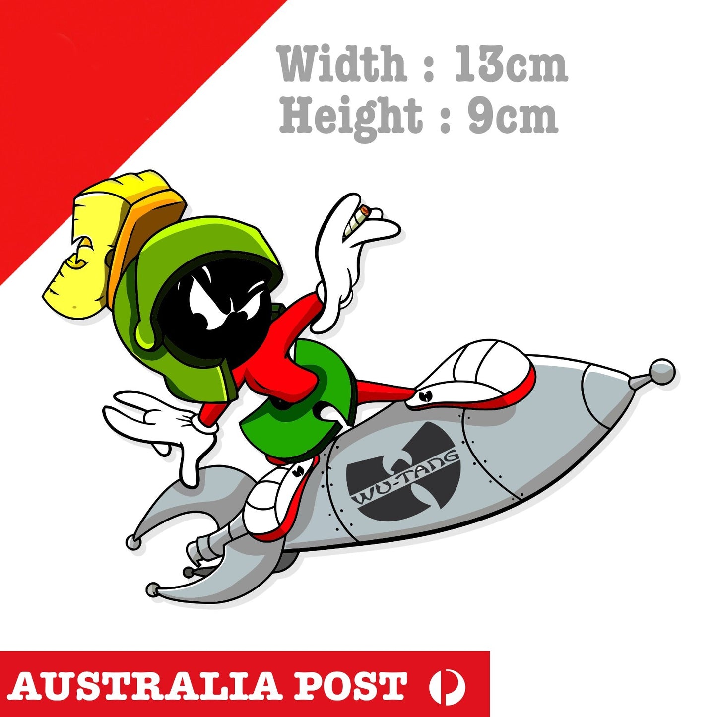 MARVIN the Martian Riding Rocket Funny Cartoon, Looney Tunes Sticker