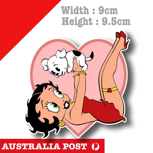 Betty Boop Red Dress with Puppy  Decal Sticker