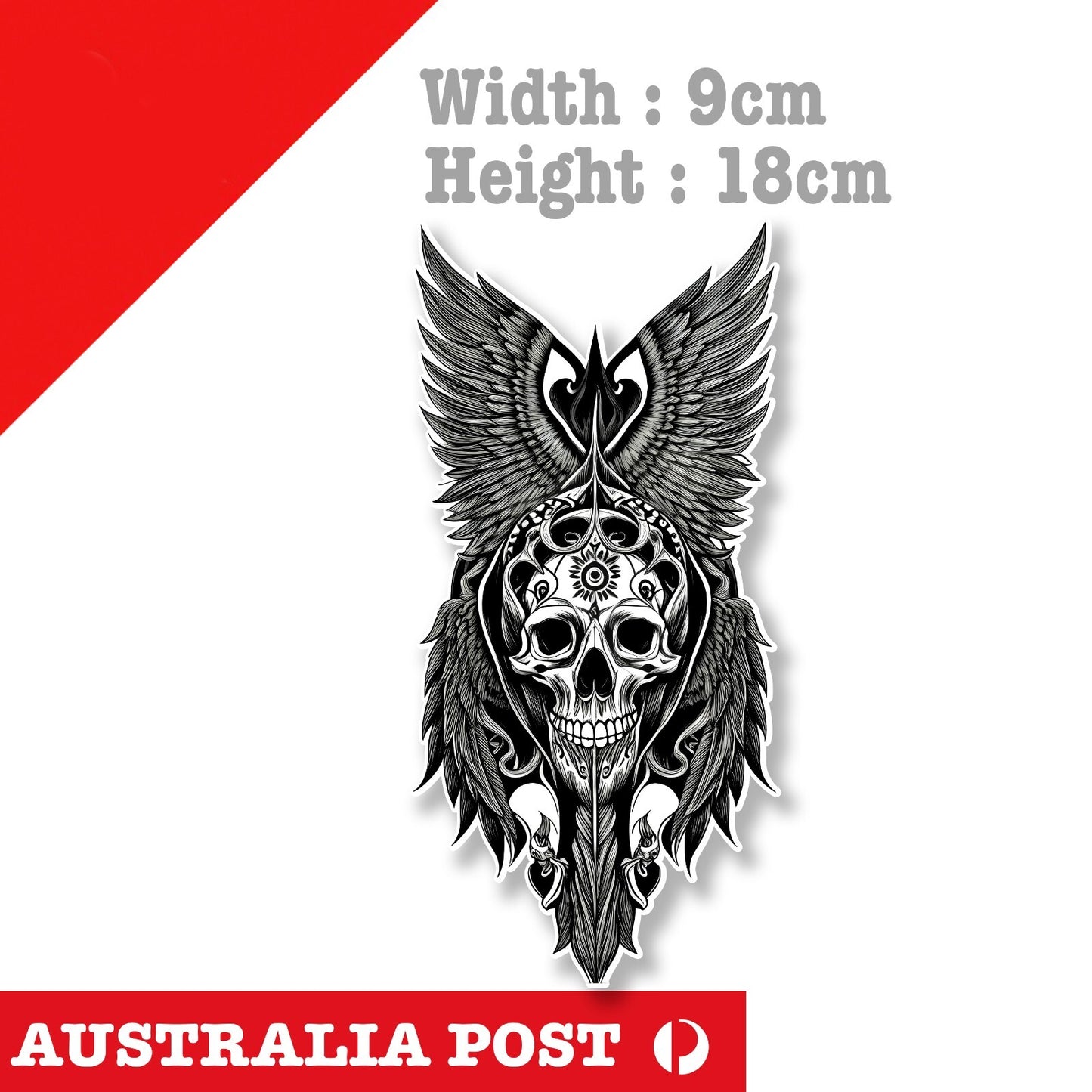 Skull of Death, Skull Head with Wings,  Viking Skull Sticker