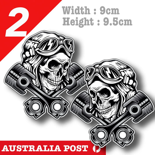 Motor Skull Piston Laptop, Motorcycle, Helmet, Fuel Tank Decal Stickers
