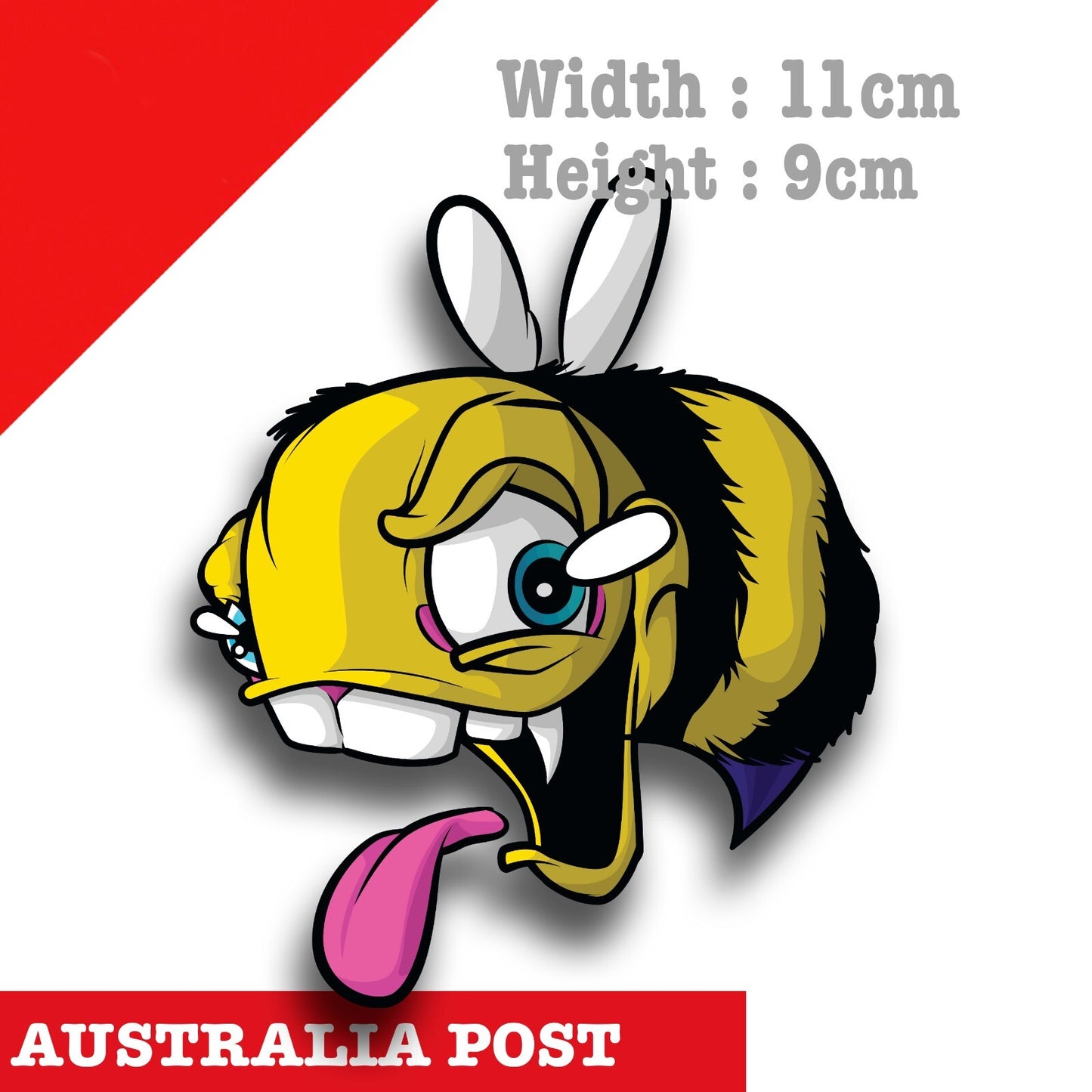 Crazy Bee sticking Tongue out Funny Bee, Farm Animal Vinyl  Stickers