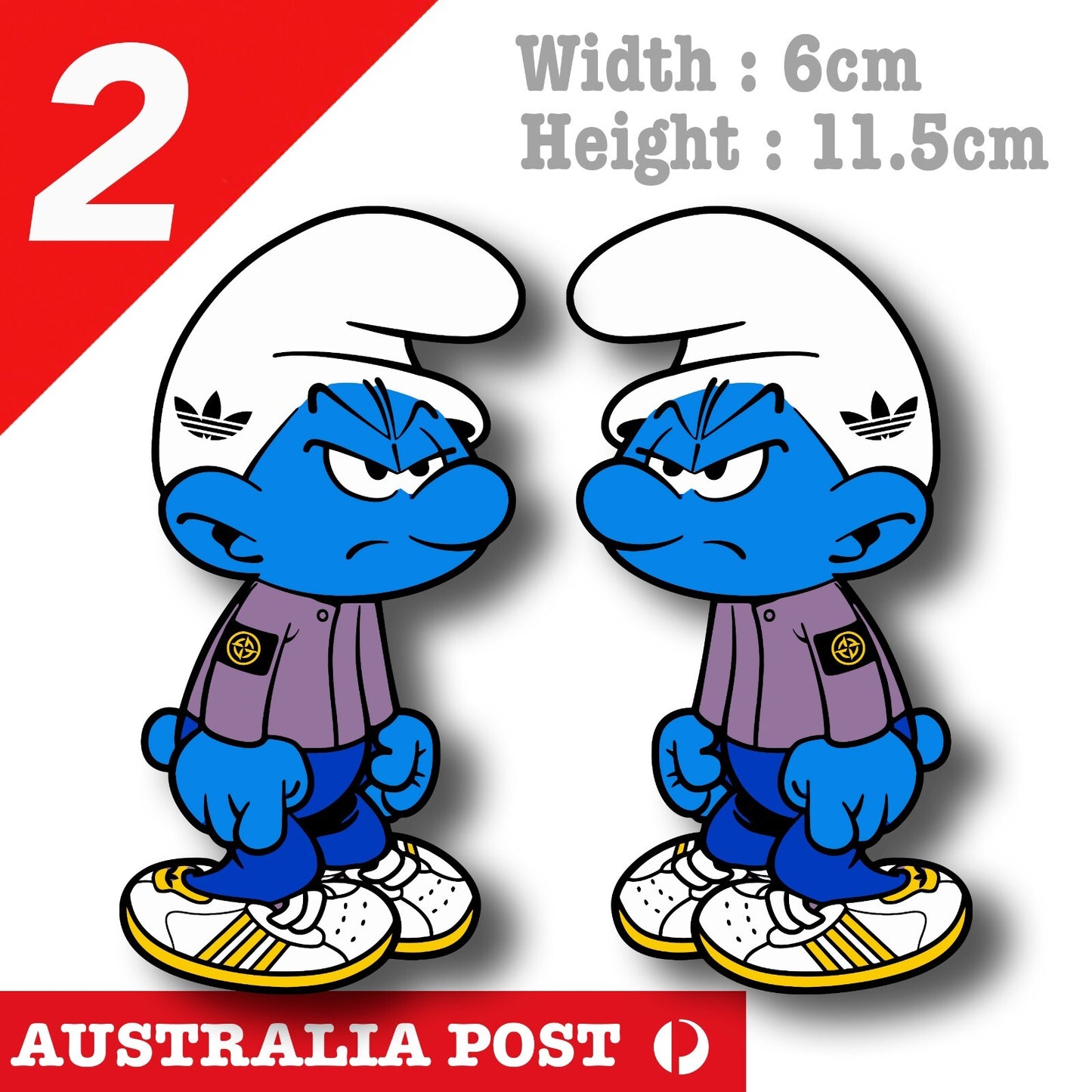 SMURF Adidas Hat Funny Cartoon Character Sticker