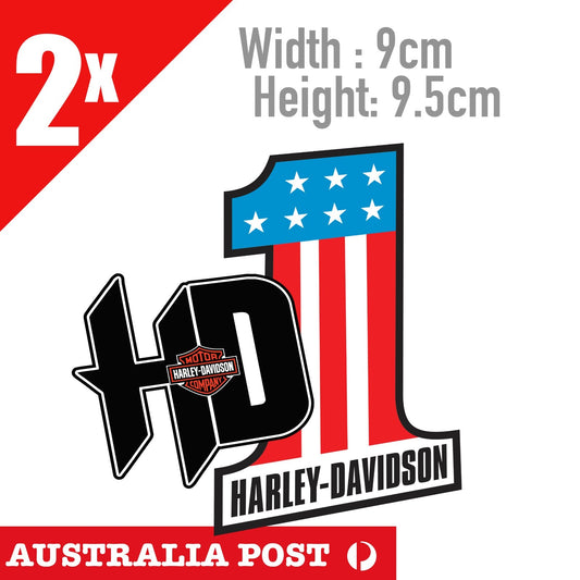 Harley Davidson 1 Sticker USA Flag Motorcycle Logo Laptop Mancave Car Stickers