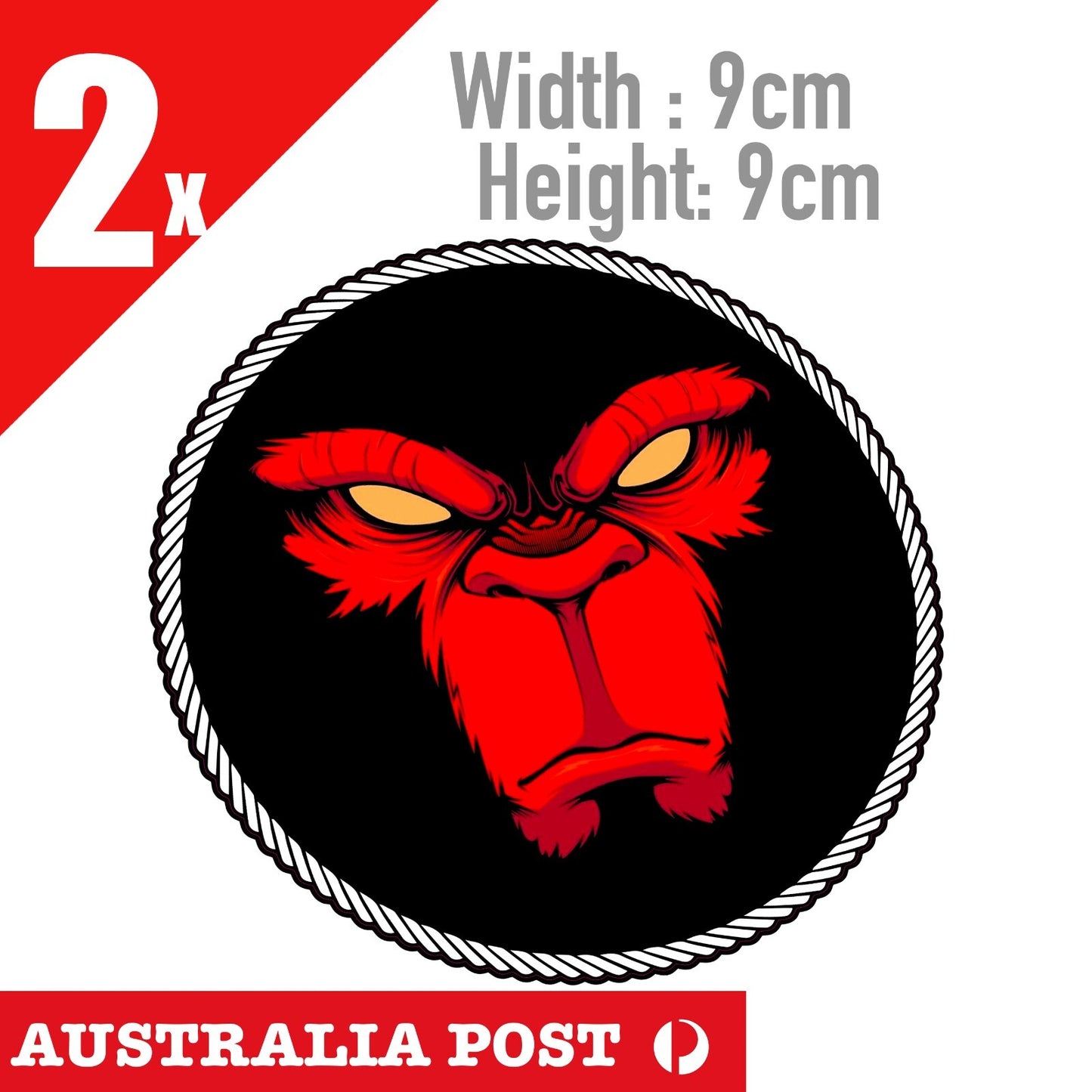 Red Angry Gorilla  Badge  Laptop , Car  Vinyl  Sticker 