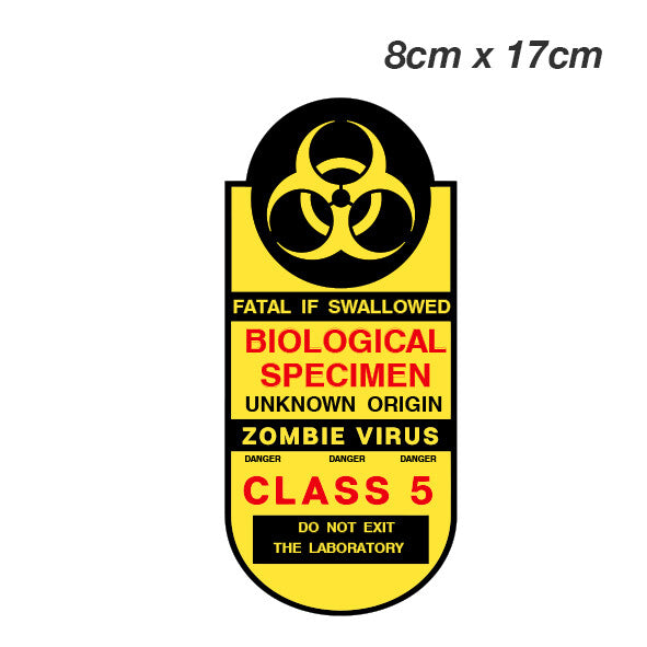 Zombie Specimen label  Laptop , Car  Decal Sticker 