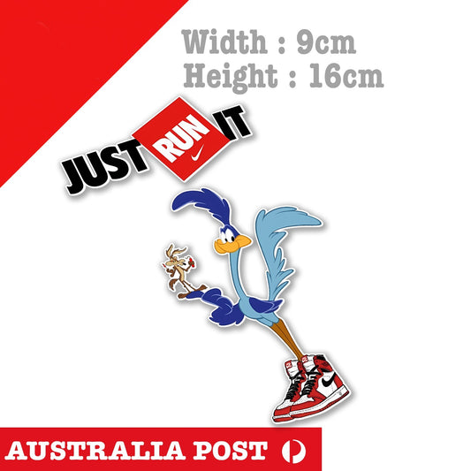 Road Runner Wile E. Coyote Dynamite JUST DO IT Funny Logo Sticker