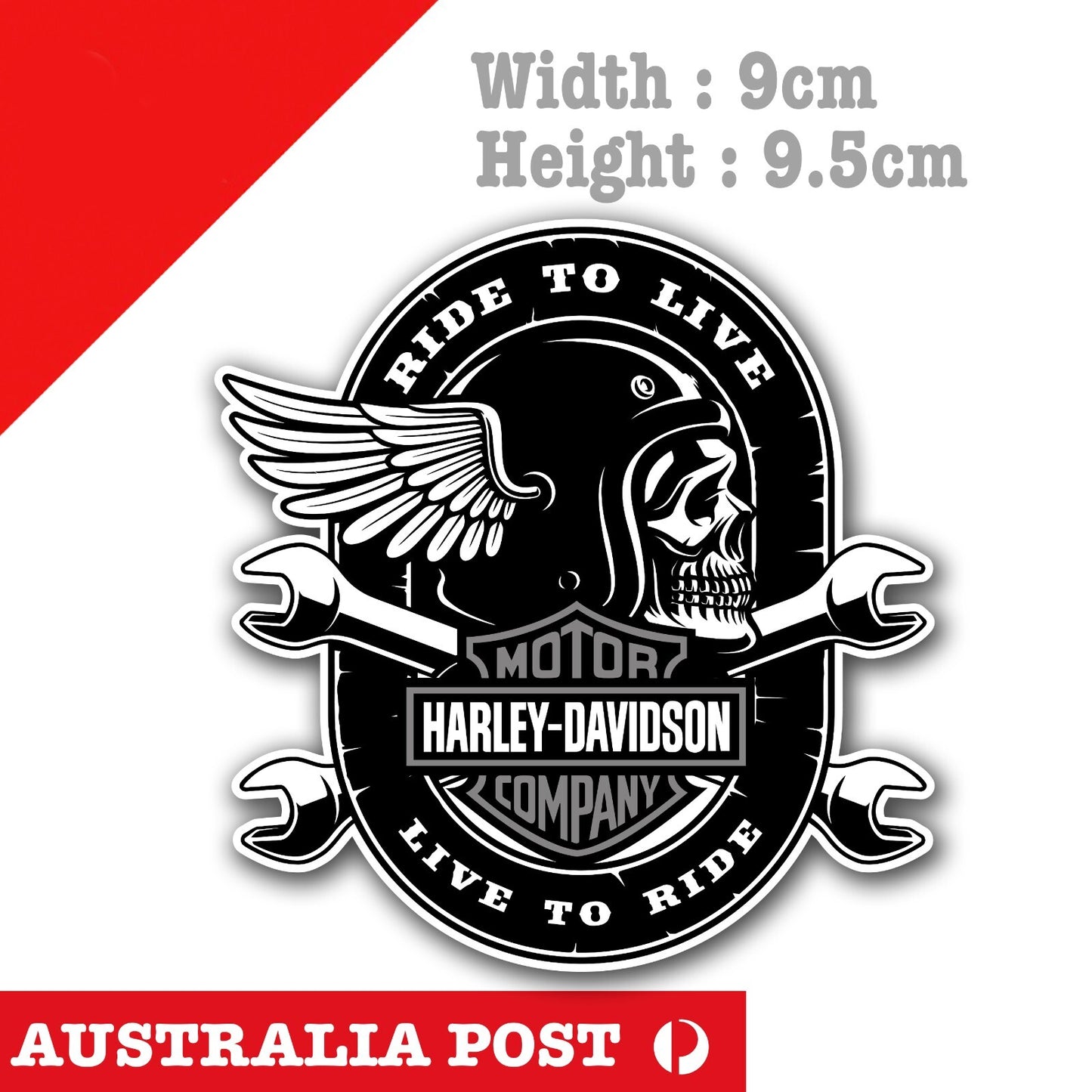 Harley Davidson Skull Crossed Tools Logo , Helmet, Fuel Tank Vinyl Sticker