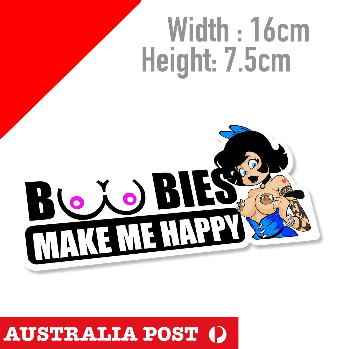 Boobies Make Me Happy  Funny SExy Car window, Helmet , Fuel Tank Sticker