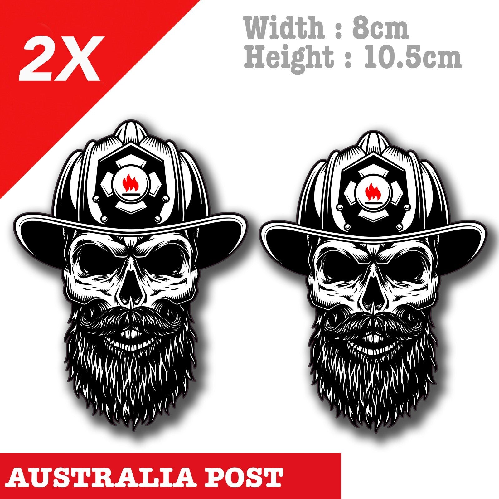 Beard Skull Fire Helmet , Motorcycle Fuel Tank, Helmet  Decal Sticker