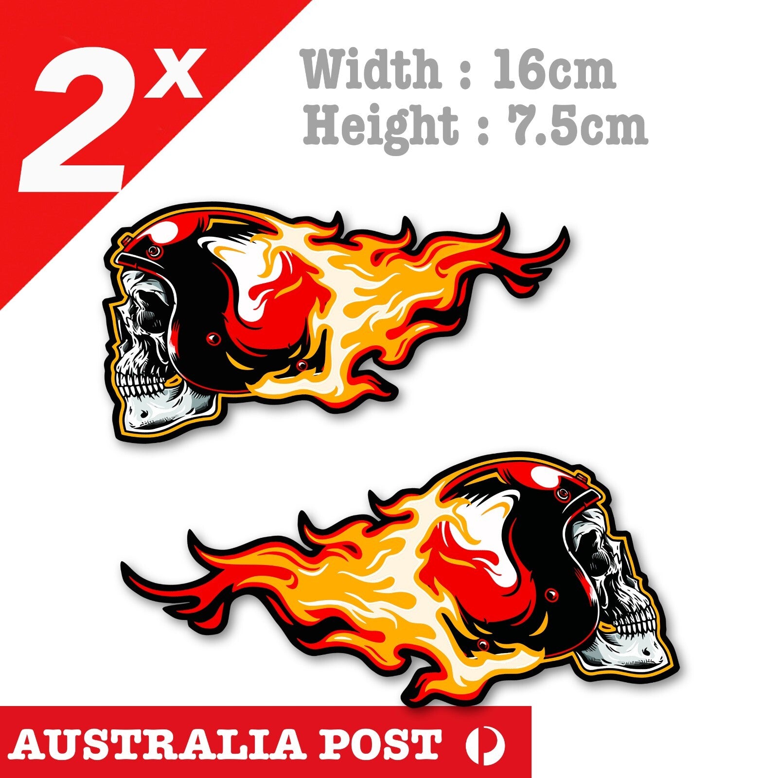 Flame Skull  Helmet motorcycle Fuel Tank , Helmet Decal Stickers