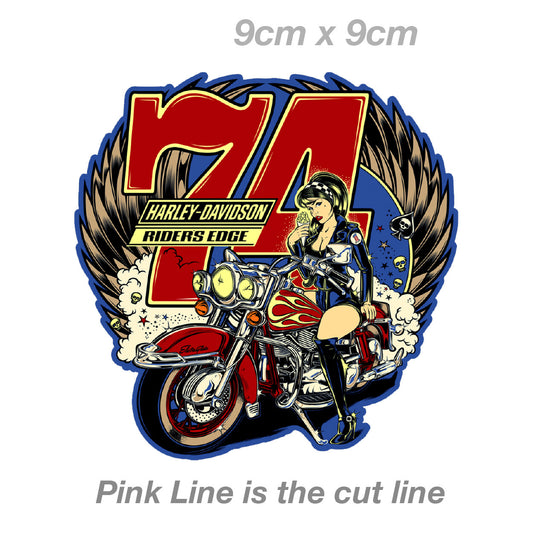 Harley Davidson  Motorcycle Hot Pin Up Girl - Riders Edge Logo Sticker