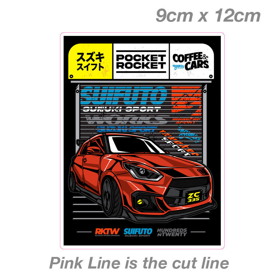 Suzuki Swift Sport Rocket Red  Laptop , Car  Vinyl  Sticker 