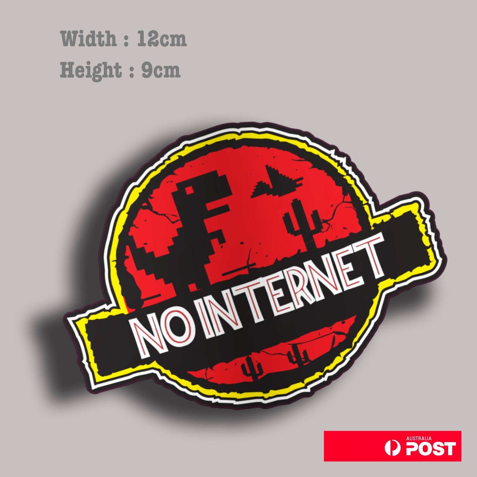 Jurassic Park - Chrome T-Rex No Internet  Laptop , Car  Decal Sticker 