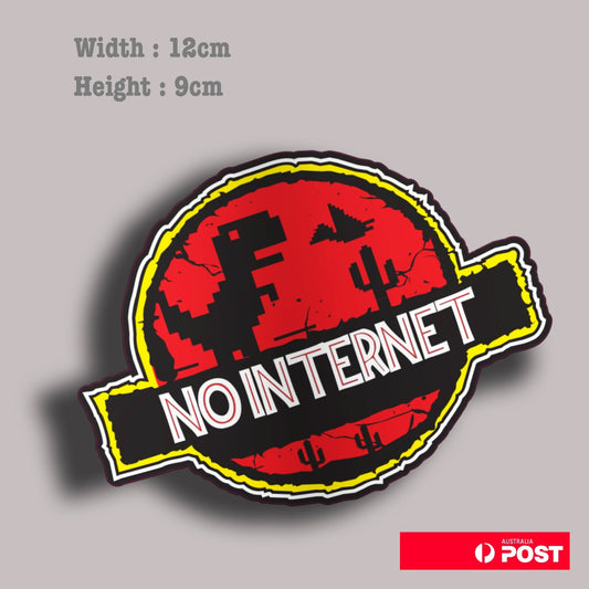 Jurassic Park - Chrome T-Rex No Internet  Laptop , Car  Decal Sticker 