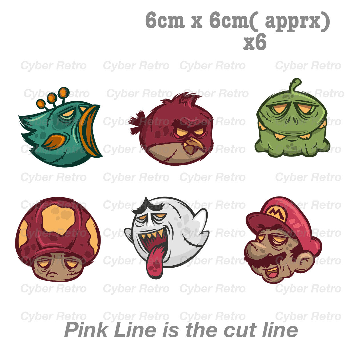 Zombie GAME Character Head - Super Mario  Decal Sticker 