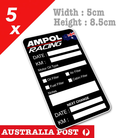 AMPOL Racing Australia MOTOR OIL Change Service Reminder Car Window Stickers