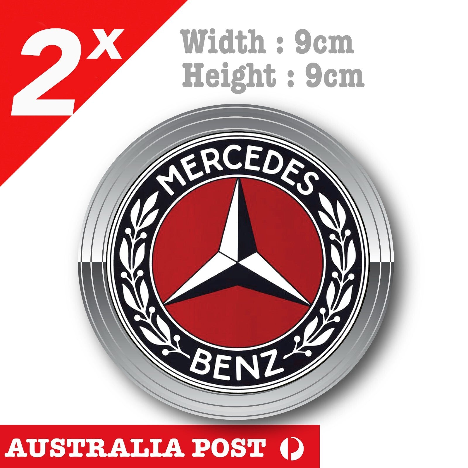 MERCEDES BENZ Round Chrome Sign Logo Sticker , Car Logo Stickers