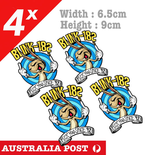 Blink-182 Rock Band Logo Since 92 x4 Stickers
